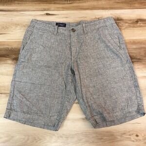 WALLIN BROS Shorts Mens 32 Linen Cotton Gray Casual Summer Beach